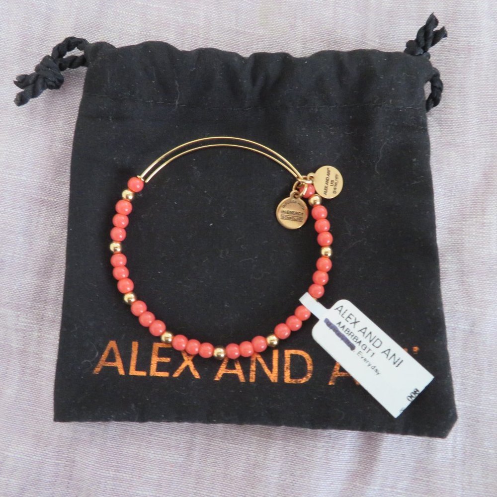 Alex and Ani - Orange & Gold Round Beaded Bracelet, NWT